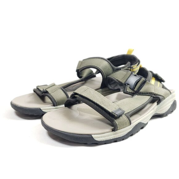 Ozark Trail Mens Size 13 Outdoor Hiking Sandals Adjustable Straps Yellow & Olive - Picture 2 of 9